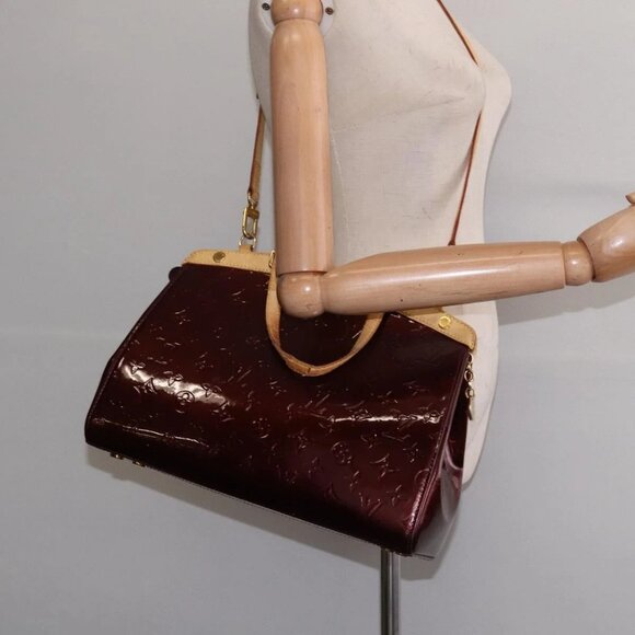 LOUIS VUITTON Vernis Blair MM Hand Bag 2way Rouge Favist M91690 LV Auth gh797